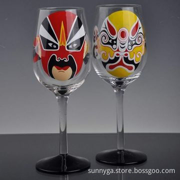 Hand Painted Wine Glass with 227mm Height and 84mm Maximum Diameter